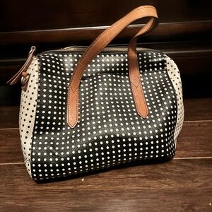 Fossil Black and White Polka Dot Handbag